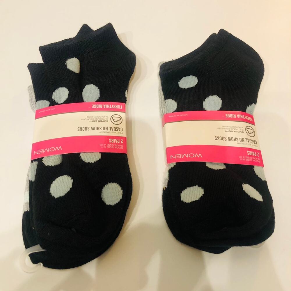 Forsythia Ridge Men's Casual No Show Socks 2 Pairs Black Gray 9-11
